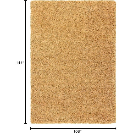Hudson Shag Collection Area Rug - 9' x 12', Gold, Modern Solid Design, Non-Shedding & Easy Care, 2-inch Thick Ideal for High Traffic Areas in Living Room, Bedroom (SGH220D)