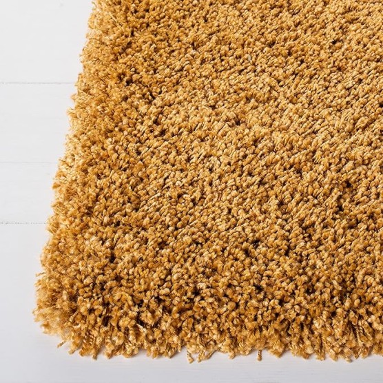 Hudson Shag Collection Area Rug - 9' x 12', Gold, Modern Solid Design, Non-Shedding & Easy Care, 2-inch Thick Ideal for High Traffic Areas in Living Room, Bedroom (SGH220D)