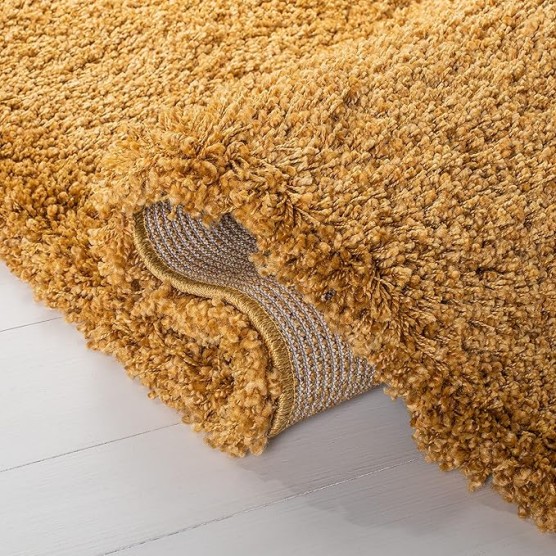 Hudson Shag Collection Area Rug - 9' x 12', Gold, Modern Solid Design, Non-Shedding & Easy Care, 2-inch Thick Ideal for High Traffic Areas in Living Room, Bedroom (SGH220D)