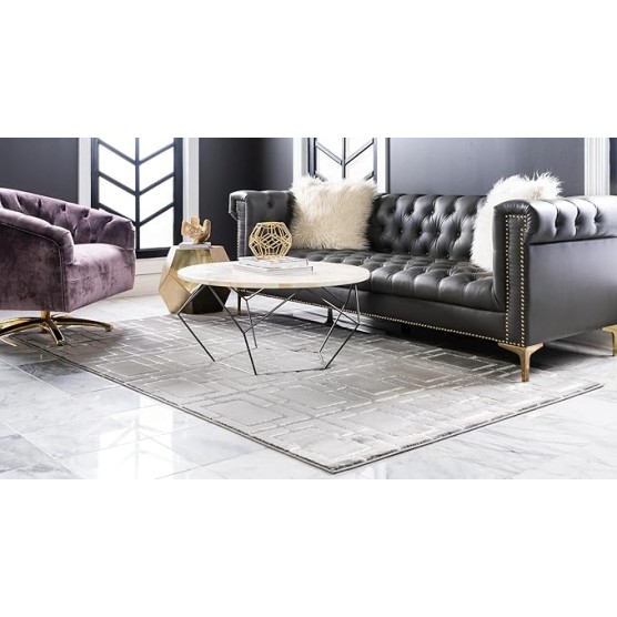 Marilyn Monroe™ Glam Trellis Collection Rug – 7' x 10' Gray Silver Medium Rug Perfect for Bedrooms, Dining Rooms, Living Rooms