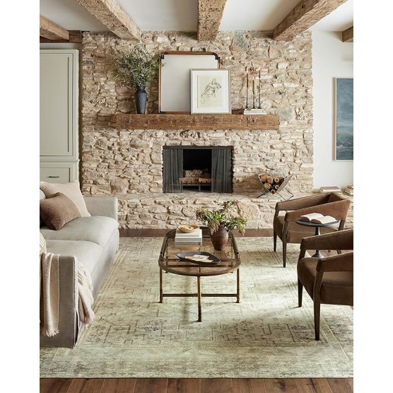 Magnolia Home by Joanna Gaines Banks Collection BAN-06 Natural/Granite 8'-6" x 11'-6", .13" Pile Height, Machine Washable, Area Rug
