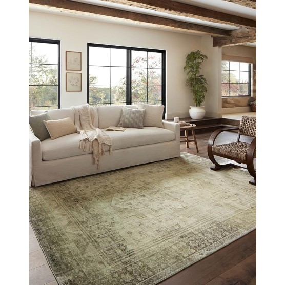 Magnolia Home by Joanna Gaines Banks Collection BAN-06 Natural/Granite 8'-6" x 11'-6", .13" Pile Height, Machine Washable, Area Rug