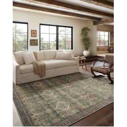 Magnolia Home by Joanna Gaines Sinclair Collection SIN-03 Turquoise/Multi 8'-6" x 11'-6", .25" Pile Height, Machine Washable, Area Rug