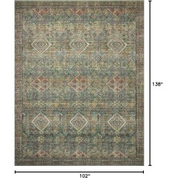 Magnolia Home by Joanna Gaines Sinclair Collection SIN-03 Turquoise/Multi 8'-6" x 11'-6", .25" Pile Height, Machine Washable, Area Rug