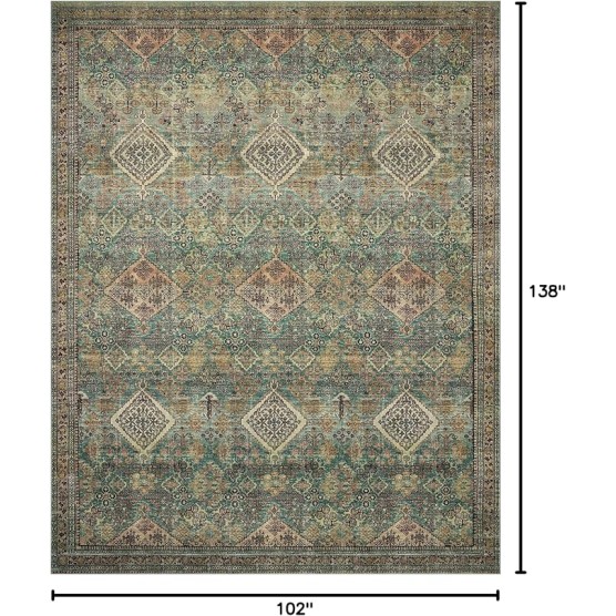 Magnolia Home by Joanna Gaines Sinclair Collection SIN-03 Turquoise/Multi 8'-6" x 11'-6", .25" Pile Height, Machine Washable, Area Rug
