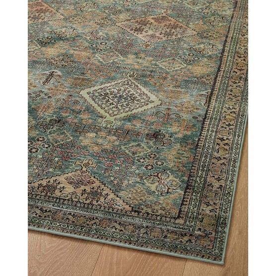 Magnolia Home by Joanna Gaines Sinclair Collection SIN-03 Turquoise/Multi 8'-6" x 11'-6", .25" Pile Height, Machine Washable, Area Rug