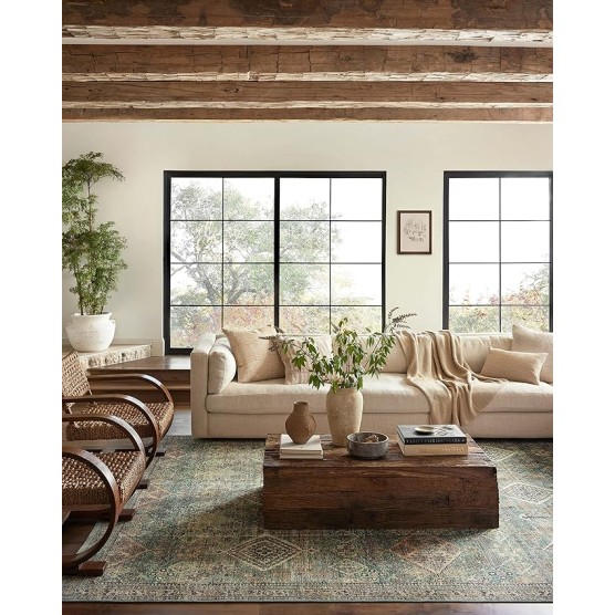 Magnolia Home by Joanna Gaines Sinclair Collection SIN-03 Turquoise/Multi 8'-6" x 11'-6", .25" Pile Height, Machine Washable, Area Rug