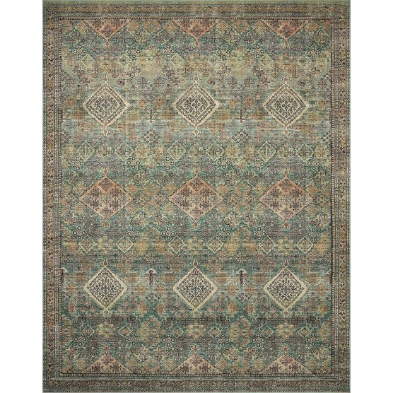 Magnolia Home by Joanna Gaines Sinclair Collection SIN-03 Turquoise/Multi 8'-6" x 11'-6", .25" Pile Height, Machine Washable, Area Rug