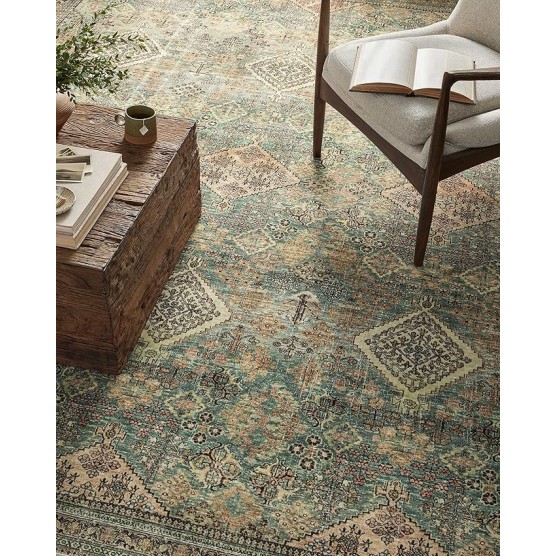 Magnolia Home by Joanna Gaines Sinclair Collection SIN-03 Turquoise/Multi 8'-6" x 11'-6", .25" Pile Height, Machine Washable, Area Rug