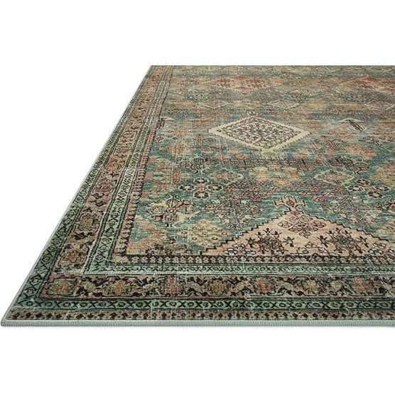 Magnolia Home by Joanna Gaines Sinclair Collection SIN-03 Turquoise/Multi 8'-6" x 11'-6", .25" Pile Height, Machine Washable, Area Rug