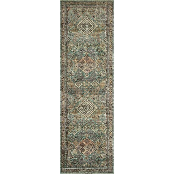 Magnolia Home by Joanna Gaines Sinclair Collection SIN-03 Turquoise/Multi 8'-6" x 11'-6", .25" Pile Height, Machine Washable, Area Rug