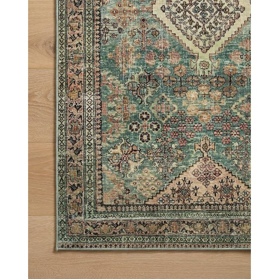 Magnolia Home by Joanna Gaines Sinclair Collection SIN-03 Turquoise/Multi 8'-6" x 11'-6", .25" Pile Height, Machine Washable, Area Rug