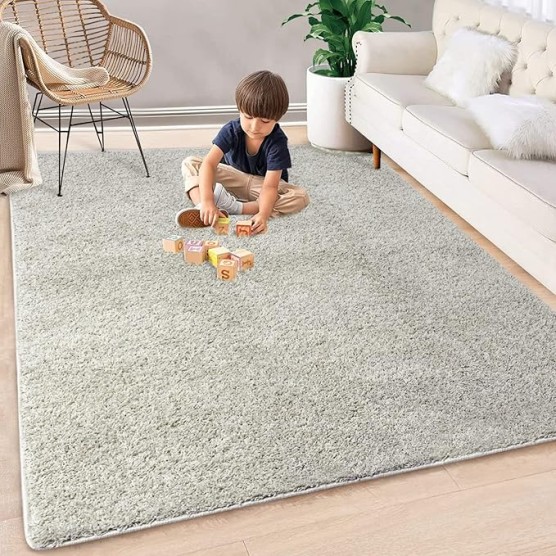 Grey Shag Rug 11 x 15 Shaggy Area Rug for Bedroom Soft Luxury High Pile Fluffy Rug Modern Fur Rug Non-Slip Cozy Furry Plush Rugs Carpet Accent Rug for Living Room Bedroom, Gray, 11 x 15 Feet