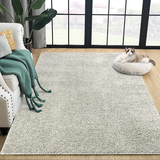 Grey Shag Rug 11 x 15 Shaggy Area Rug for Bedroom Soft Luxury High Pile Fluffy Rug Modern Fur Rug Non-Slip Cozy Furry Plush Rugs Carpet Accent Rug for Living Room Bedroom, Gray, 11 x 15 Feet