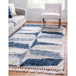 Athena Shag Collection Rug – 8' x 10' Blue Shag Rug Perfect for Living Rooms, Large Dining Rooms, Open Floorplans