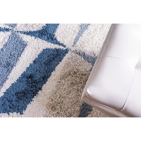 Athena Shag Collection Rug – 8' x 10' Blue Shag Rug Perfect for Living Rooms, Large Dining Rooms, Open Floorplans