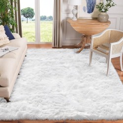 10x12 Area Rugs for Living Room White Faux Fur Rug Sheepskin Rug Large Rug Fuzzy Rug Shag Rug Fluffy Rug for Bedroom Sofa Office Rectangle Rug