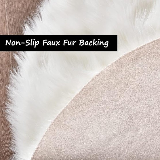 10x12 Area Rugs for Living Room White Faux Fur Rug Sheepskin Rug Large Rug Fuzzy Rug Shag Rug Fluffy Rug for Bedroom Sofa Office Rectangle Rug