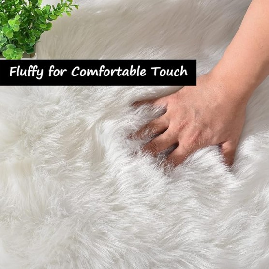 10x12 Area Rugs for Living Room White Faux Fur Rug Sheepskin Rug Large Rug Fuzzy Rug Shag Rug Fluffy Rug for Bedroom Sofa Office Rectangle Rug