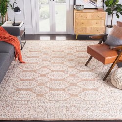 Metro Collection Area Rug - 9' x 12', Natural & Rust, Handmade Wool, Ideal for High Traffic Areas in Living Room, Bedroom (MET803P)