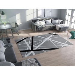 Gray Black & White Abstract Rug Lines Rug Grey Floor Rug 3'x5' 4'x6' 9'x12' Large Rugs Zig zag Rug (8' x 10')