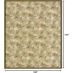 Outdoor Botanical Collection Area Rug - Keukenhof (10' x 12' Rectangle, Green/ Beige)