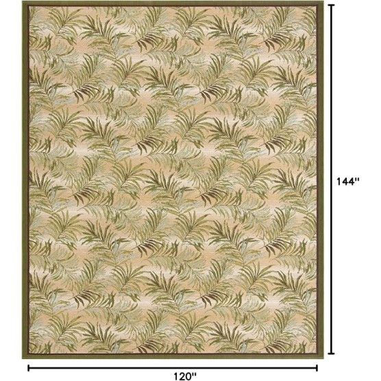 Outdoor Botanical Collection Area Rug - Keukenhof (10' x 12' Rectangle, Green/ Beige)