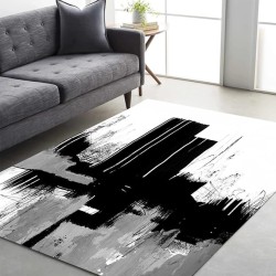 Black White Grey Distressed Abstract Area Rug 10x14 Modern Contemporary Washable Rug for Living Room Bedroom Dining Room Home Office Nursery Room Soft Thick Carpet Runners