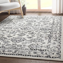 Palace Oriental Ivory Grey Black 5'3" x 7' Area Rug
