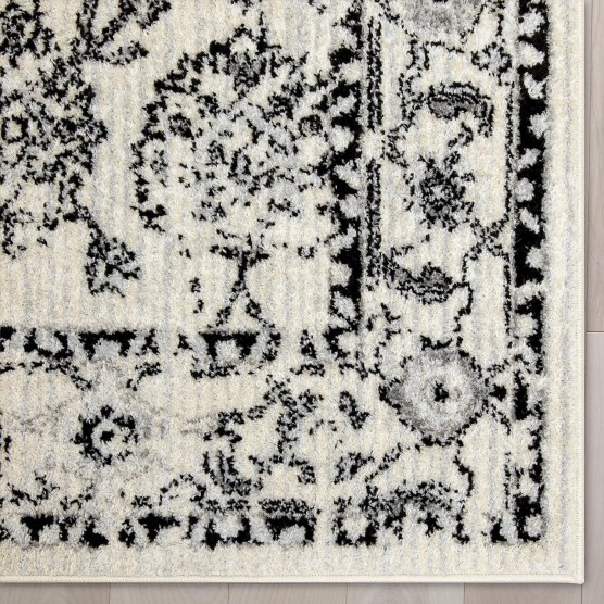 Palace Oriental Ivory Grey Black 5'3" x 7' Area Rug