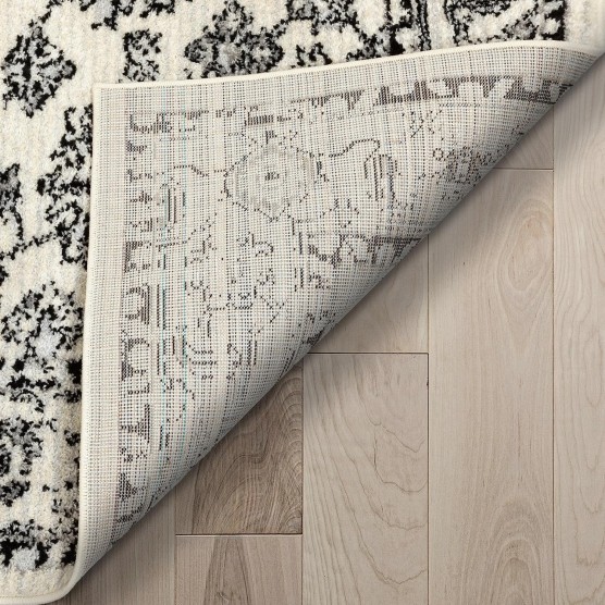 Palace Oriental Ivory Grey Black 5'3" x 7' Area Rug