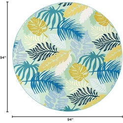 Outdoor Botanical Collection Area Rug - Limahuli (7' 10" Round, Multi/ Blue)