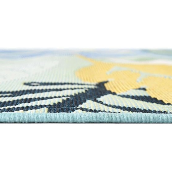 Outdoor Botanical Collection Area Rug - Limahuli (7' 10" Round, Multi/ Blue)