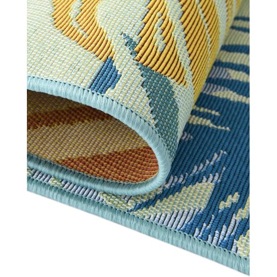 Outdoor Botanical Collection Area Rug - Limahuli (7' 10" Round, Multi/ Blue)