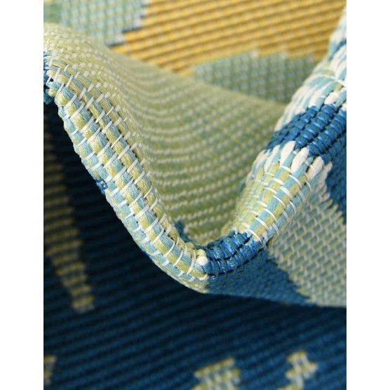 Outdoor Botanical Collection Area Rug - Limahuli (7' 10" Round, Multi/ Blue)