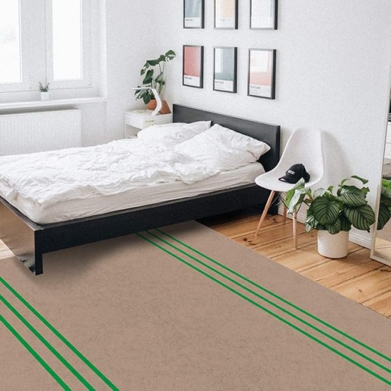 Large Rectangle Area Rug Retro Brown Beckground Green Stripes Soft Shag Rugs Non-Slip Entryway Hallway Carpet Non-Shedding Playing Mat for Kids Nursery Room Washable Oblong Rug 5'x8' for Living Room