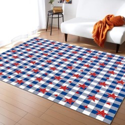 Large Rectangle Area Rug Independence Day Flag Day Pentagram Soft Shag Rugs Non-Slip Entryway Hallway Carpet Non-Shedding Playing Mat for Kids Nursery Room Washable Oblong Rug 5'x8' for Living Room