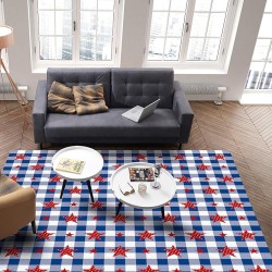Large Rectangle Area Rug Independence Day Flag Day Pentagram Soft Shag Rugs Non-Slip Entryway Hallway Carpet Non-Shedding Playing Mat for Kids Nursery Room Washable Oblong Rug 5'x8' for Living Room