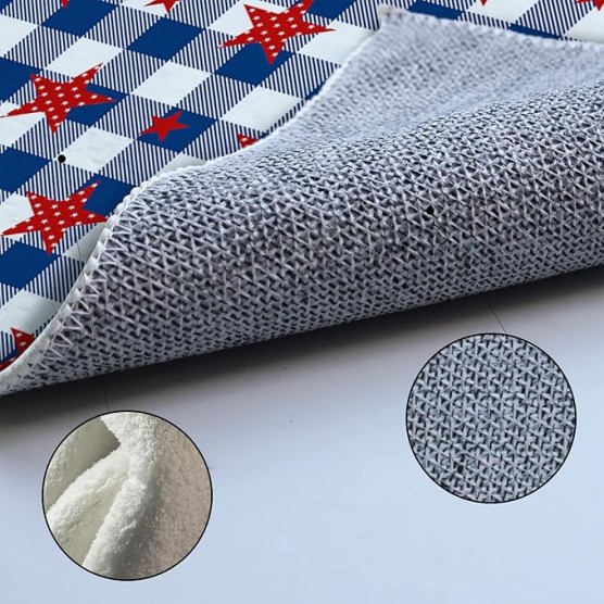 Large Rectangle Area Rug Independence Day Flag Day Pentagram Soft Shag Rugs Non-Slip Entryway Hallway Carpet Non-Shedding Playing Mat for Kids Nursery Room Washable Oblong Rug 5'x8' for Living Room