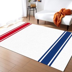 Large Rectangle Area Rug Independence Day Blue Red Stripes Soft Shag Rugs Non-Slip Entryway Hallway Carpet Non-Shedding Playing Mat for Kids Nursery Room Washable Oblong Rug 5'x8' for Living Room