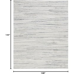 Casablanca Shag Collection Area Rug - 9' x 12', Grey & Ivory, Handmade Solid Wool, Ideal Living Room, Bedroom, Dining Room (CSB792H-9)