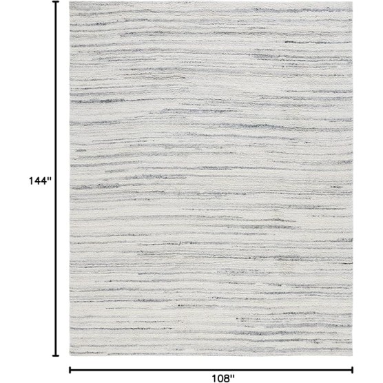 Casablanca Shag Collection Area Rug - 9' x 12', Grey & Ivory, Handmade Solid Wool, Ideal Living Room, Bedroom, Dining Room (CSB792H-9)