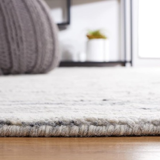 Casablanca Shag Collection Area Rug - 9' x 12', Grey & Ivory, Handmade Solid Wool, Ideal Living Room, Bedroom, Dining Room (CSB792H-9)