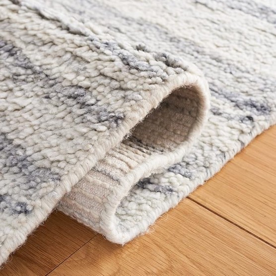 Casablanca Shag Collection Area Rug - 9' x 12', Grey & Ivory, Handmade Solid Wool, Ideal Living Room, Bedroom, Dining Room (CSB792H-9)