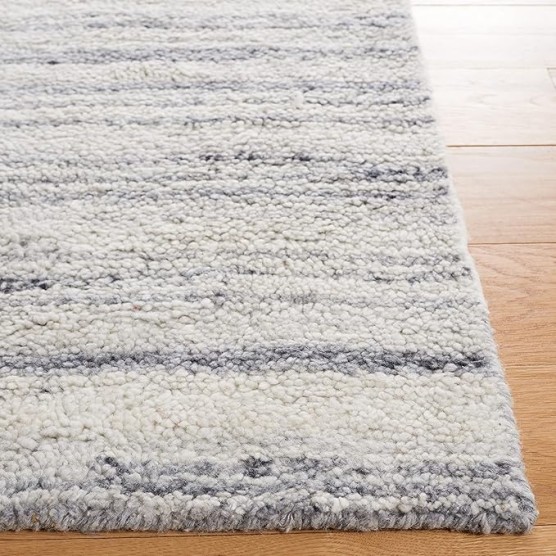 Casablanca Shag Collection Area Rug - 9' x 12', Grey & Ivory, Handmade Solid Wool, Ideal Living Room, Bedroom, Dining Room (CSB792H-9)