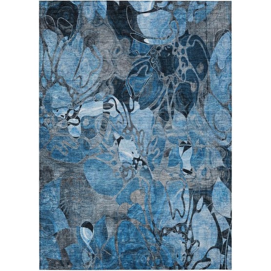 Chantille ACN558 Blue 10' x 14 Indoor Outdoor Area Rug, Stain Resistant, Machine Washable, Non Shedding, Bedroom, Living Room, Dining Room, Kitchen Rug