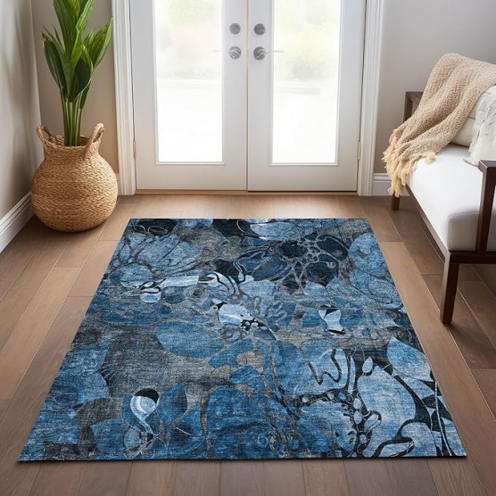Chantille ACN558 Blue 10' x 14 Indoor Outdoor Area Rug, Stain Resistant, Machine Washable, Non Shedding, Bedroom, Living Room, Dining Room, Kitchen Rug