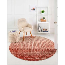 Del Mar Collection Area Rug - Jennifer (7' 10" Round, Red/Beige)