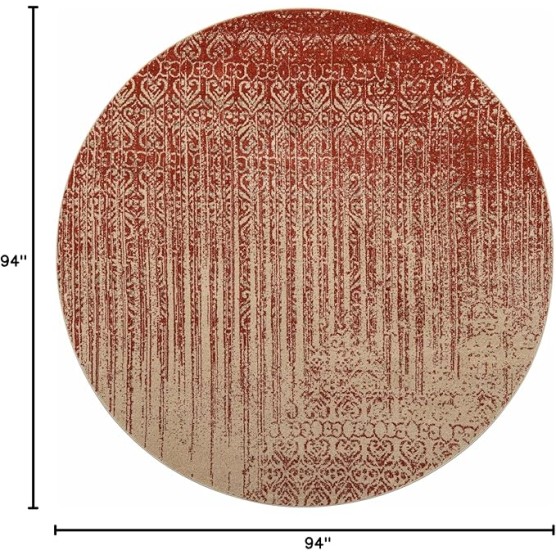 Del Mar Collection Area Rug - Jennifer (7' 10" Round, Red/Beige)
