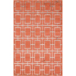 Marilyn Monroe Glam Collection Textured Geometric Trellis Area Rug_MMG001, 4 ft x 6 ft, Coral/Silver